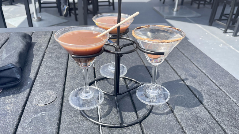 Three chocolate martinis on table