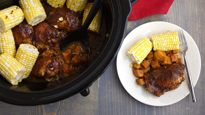 Slow Cooker Bourbon Chicken & Vegetables