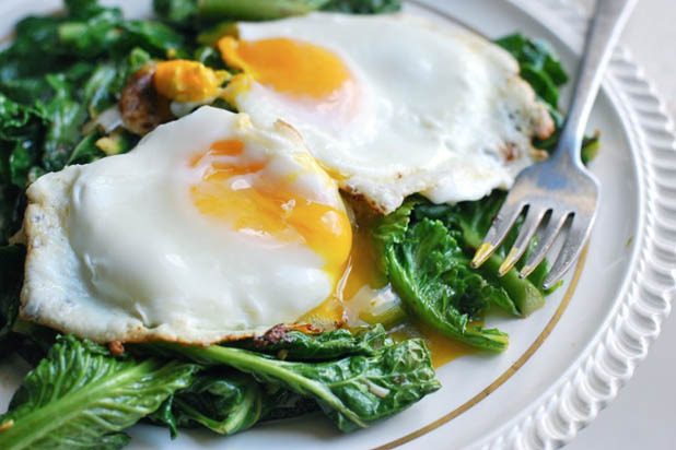 Garlicky Sautéed Greens with Eggs