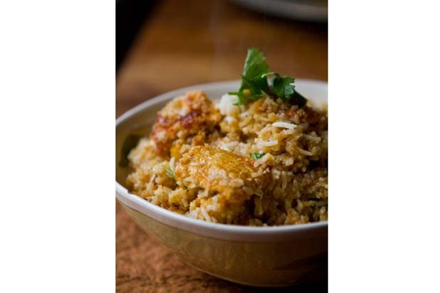 Mandarin Orange Crispy Chick'n Fried Rice