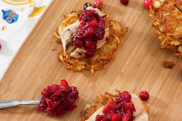 Potato Latkes with Turkey and Cranberry Chutney Recipe