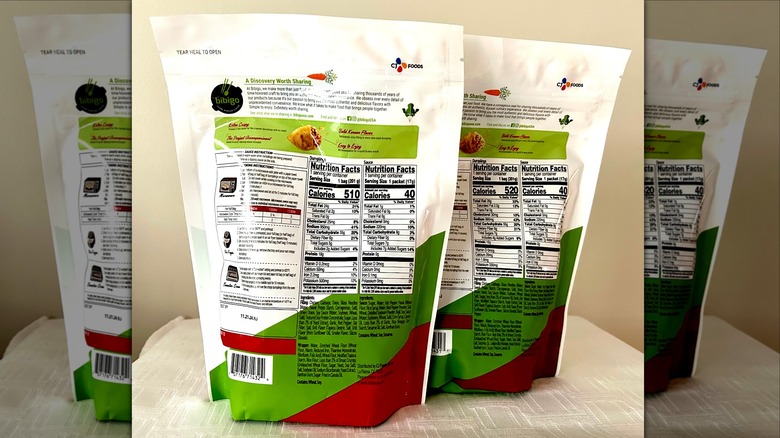 Crispy dumpling bites nutrition labels