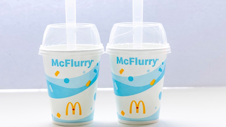 McFlurry with plastic lids and straws