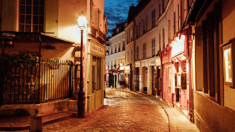 Parisian street at night