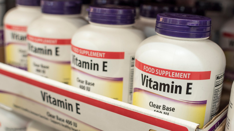 Large bottles of vitamin E