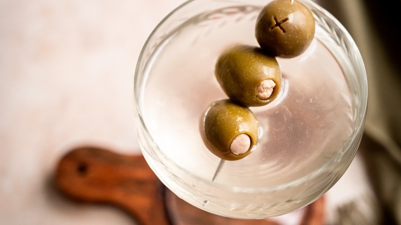 blue cheese olives on skewer 