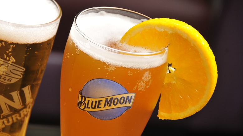 Blue Moon beer with orange