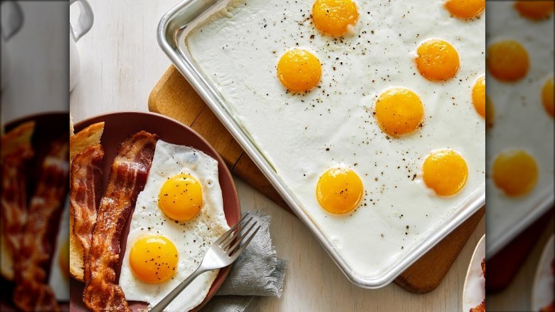 Sheet pan over easy eggs