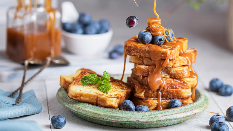 Caramel french toast on plate