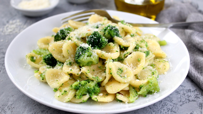 pasta with broccoli on plate