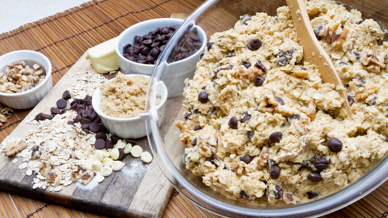 Baked oats ingredients in mixing bowl