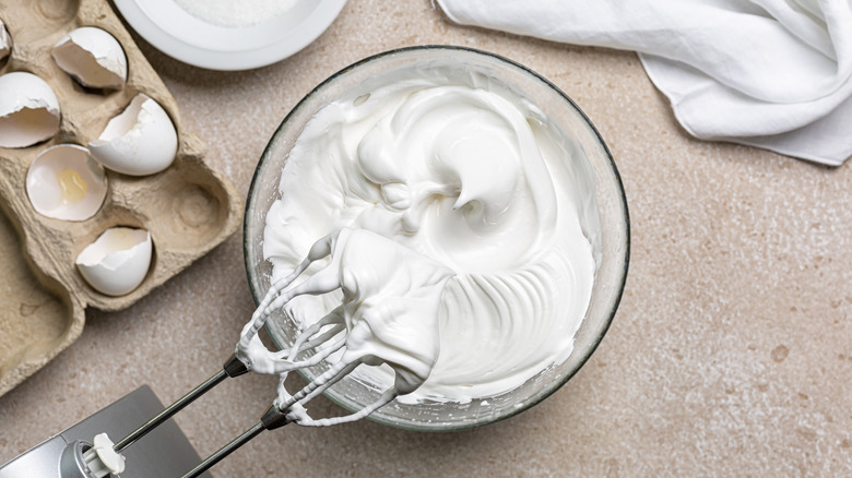 Bowl of whipped meringue