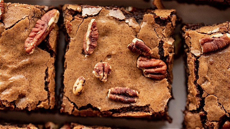 sliced brownie on table