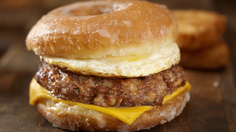 Glazed donut breakfast sandwich.