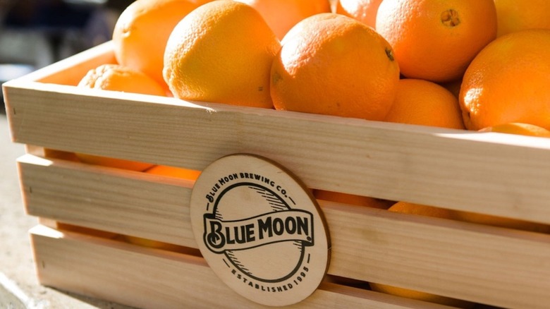 Oranges in Blue Moon crate