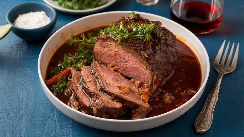 slow-cooked roast in sauce