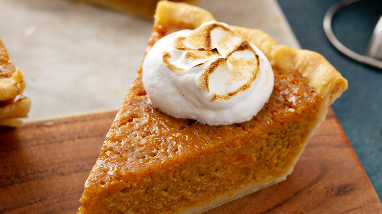 Sweet potato pie with torched marshmallow fluff