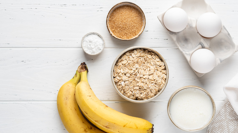 Oats, brown sugar, eggs, bananas