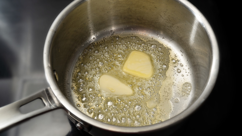 Butter melting in a pan