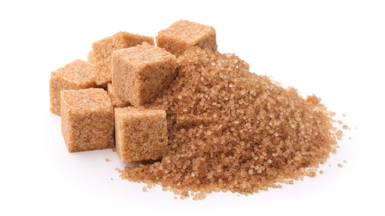 Cubed and loose brown sugar