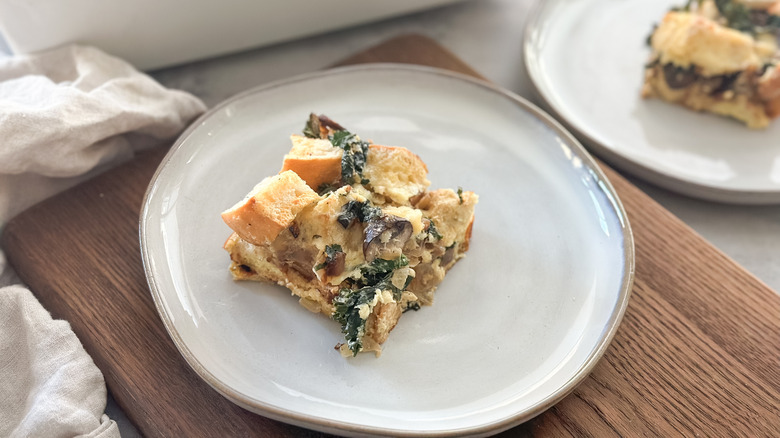 kale and mushroom strata