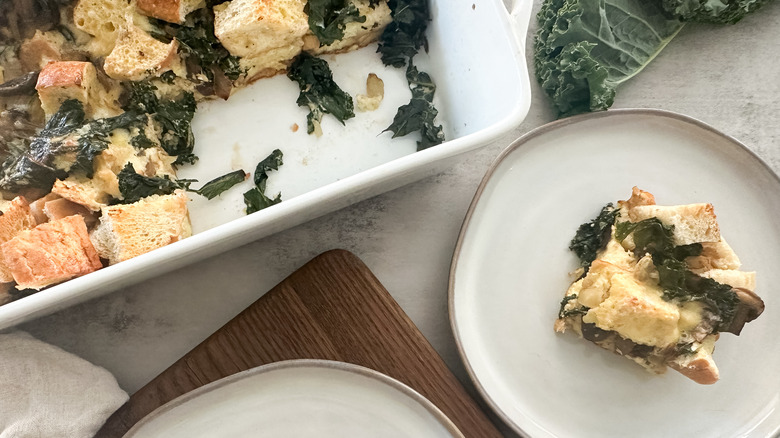 kale and mushroom egg strata