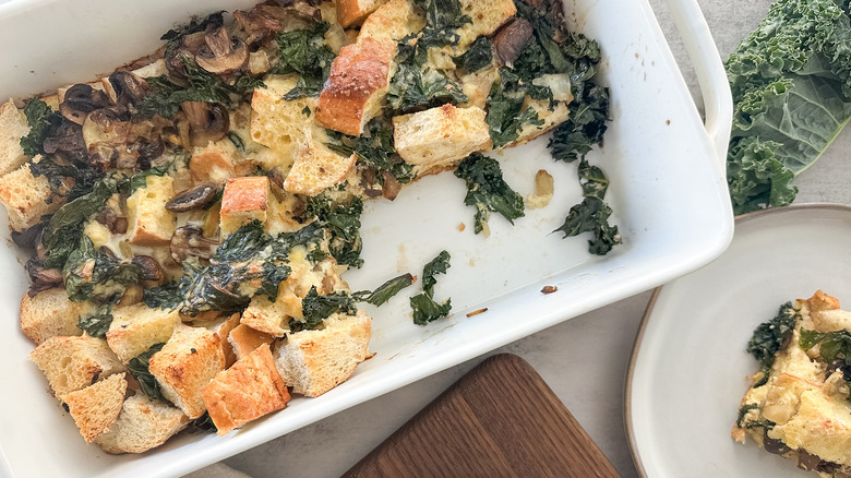 serve kale and mushroom strata