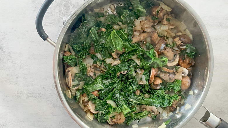 sauteed kale and mushrooms