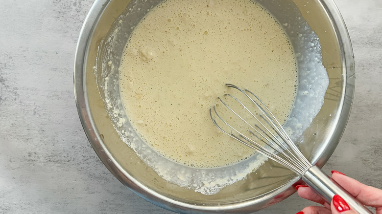 whisked up egg mixture