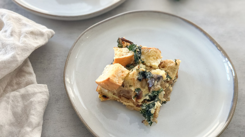 kale and mushroom strata single serving