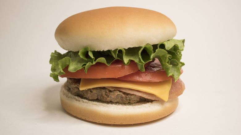 Close up of cheeseburger