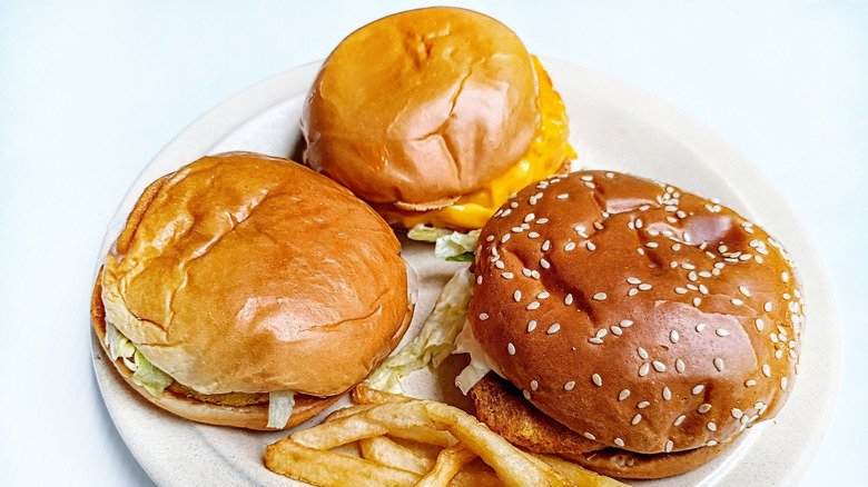 Variety of burgers