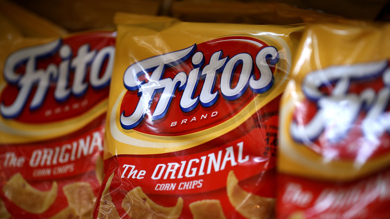 Fritos on grocery store shelf