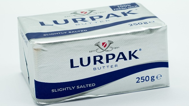 Lurpak butter with white background