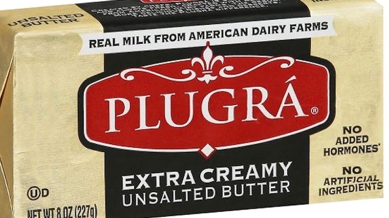 stick of Plugrá unsalted butter