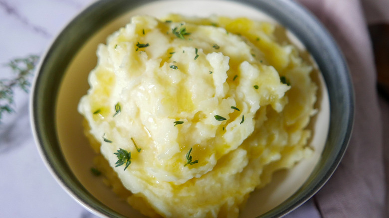 buttery mashed potatoes in bowl