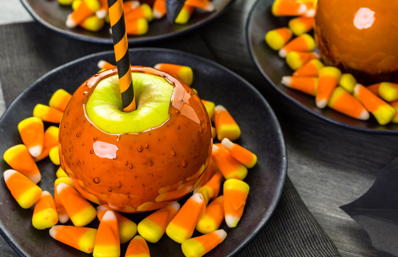 Candy Corn Caramel Apples