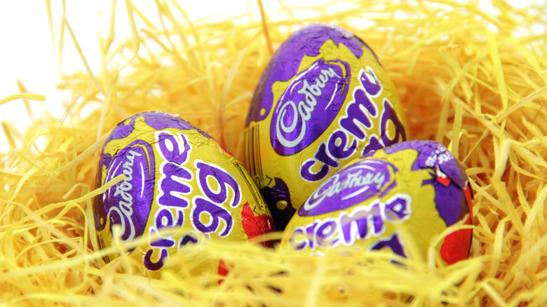 Cadbury eggs in easter basket