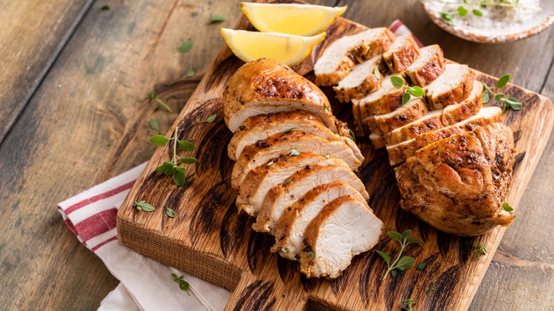 sliced roast chicken breast