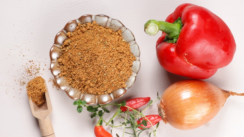 seasoning in bowl with peppers