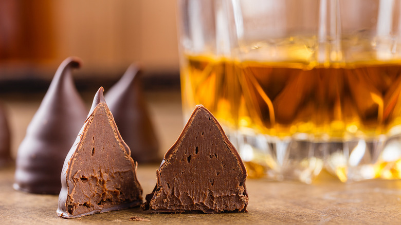 Chocolate truffle candies with rum