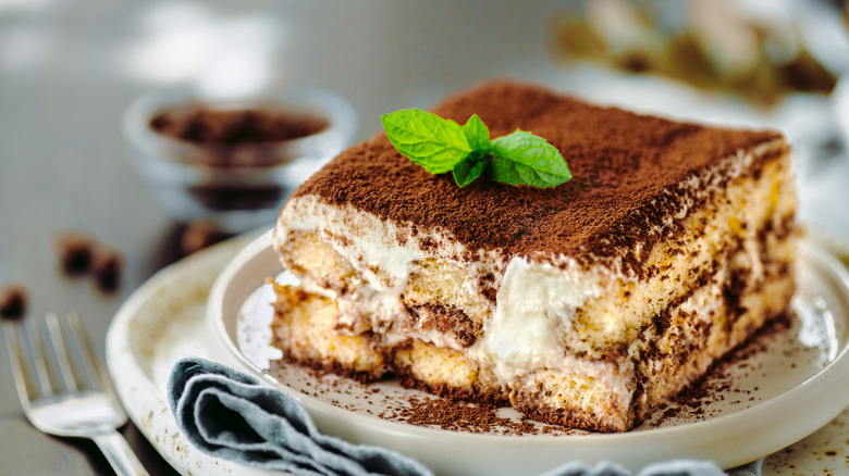 Tiramisu dessert on plate