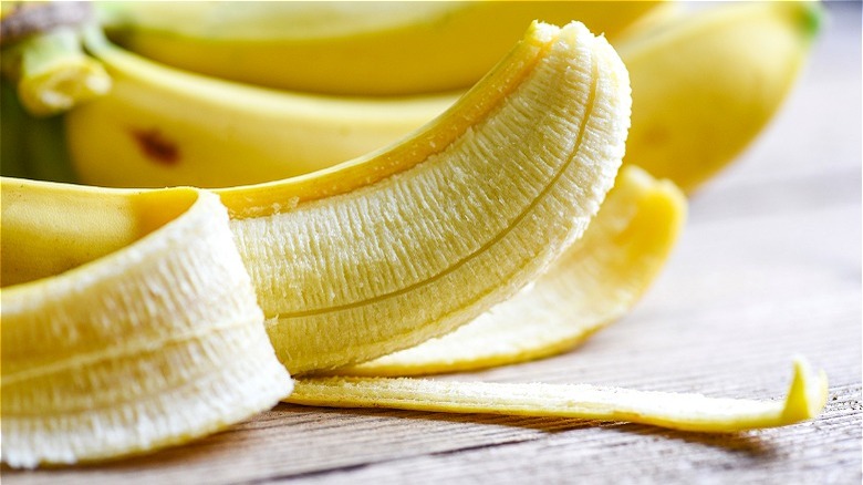 Half-peeled banana