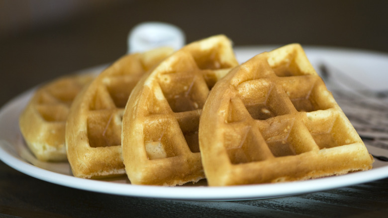 Frozen waffles on a plate