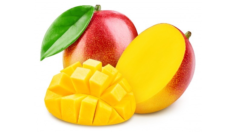  A mango sliced open