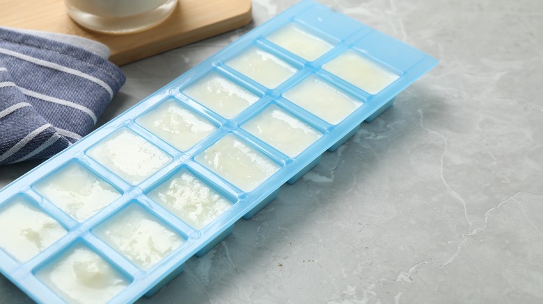 Freezing milk in ice tray