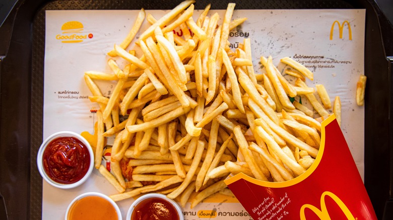 McDonald's fries spilling from container