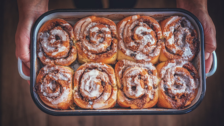 Cinnamon rolls in a pan