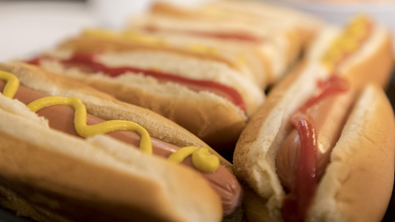 Hot dogs with ketchup and mustard