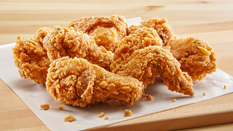 fried chicken on cutting board